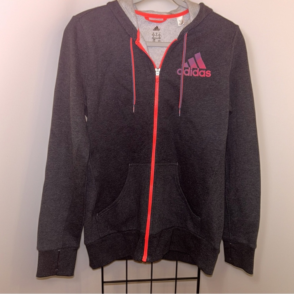 Adidas Gray Hoodie with Pink Accents Medium NWT